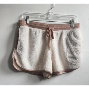 Victoria's Secret Shorts Womens Small Cream Pink Sherpa Fleece Lounge Cozy
